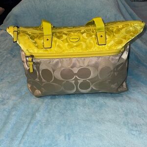 Coach Yellow and tan Women's overnight Bag